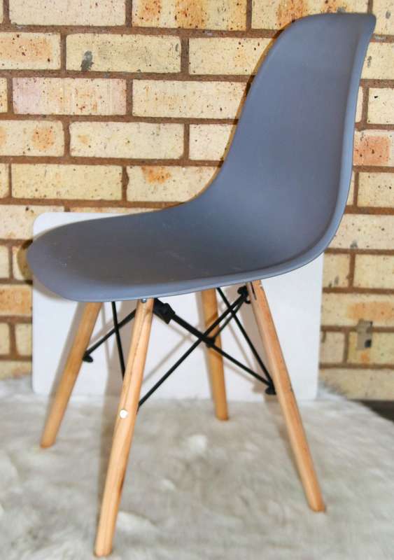 Wooden Leg Chair - Light Grey (2 Pieces)