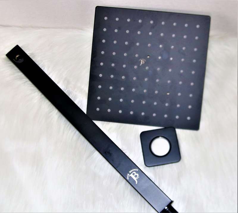 Jack Brown Unique Square Rain Fall Shower Head & Arm Set - Black