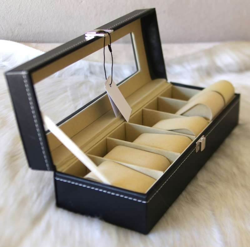 Jack Brown Luxury 6-Slot PU Leather Watch Display Box - Black