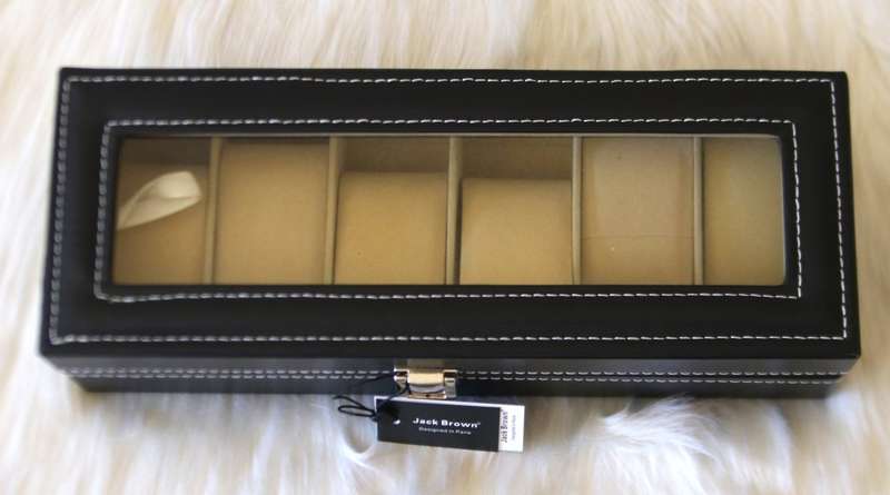 Jack Brown Luxury 6-Slot PU Leather Watch Display Box - Black