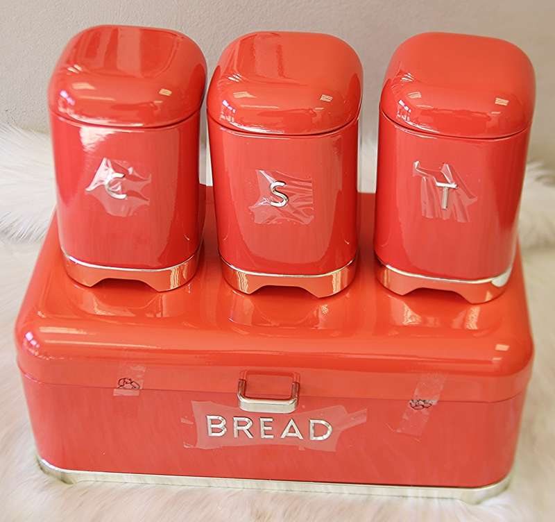 Deluxe edition Breadbin with 3pcs Canister Set - Red