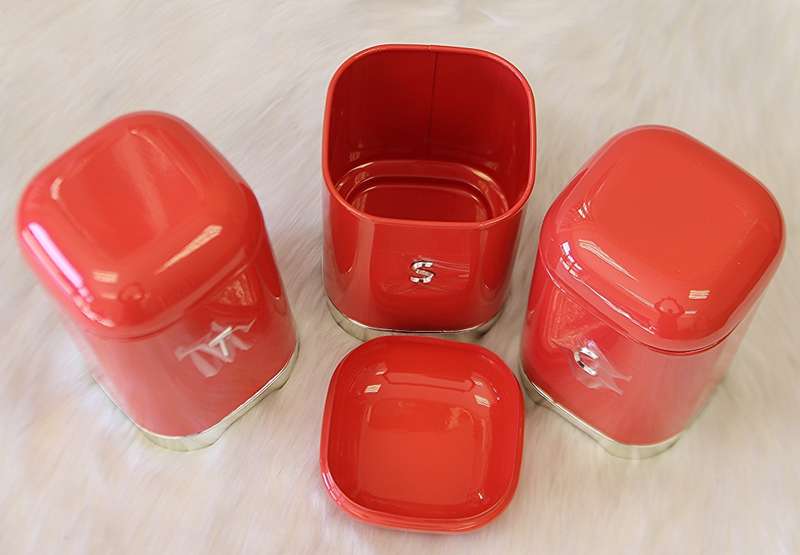 Deluxe edition Breadbin with 3pcs Canister Set - Red