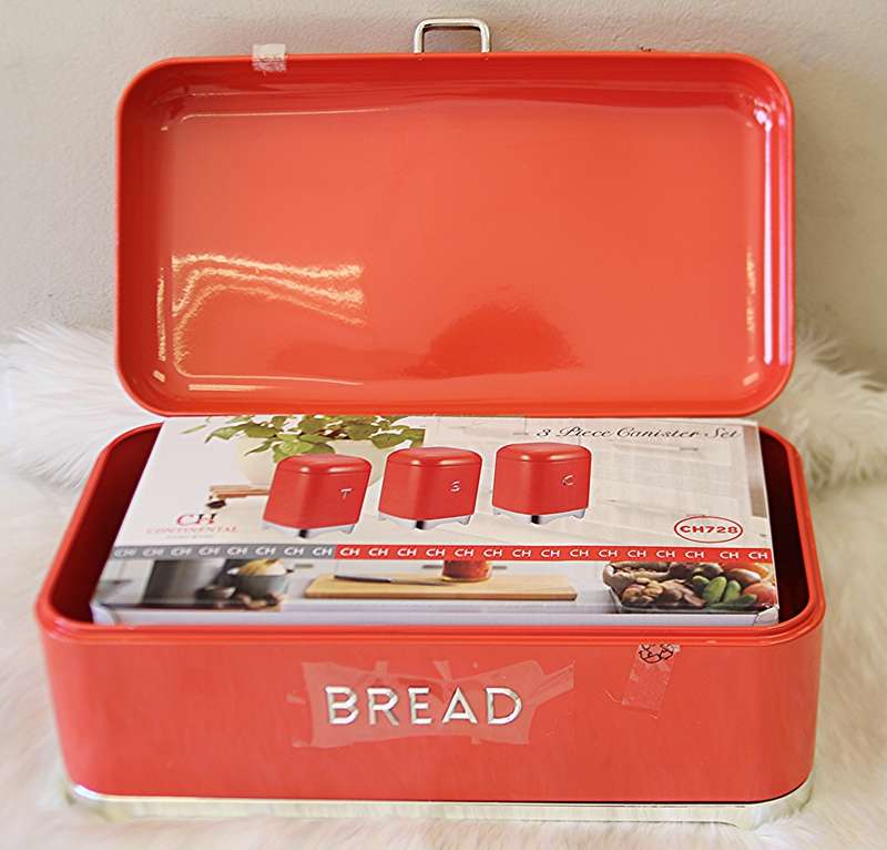 Deluxe edition Breadbin with 3pcs Canister Set - Red