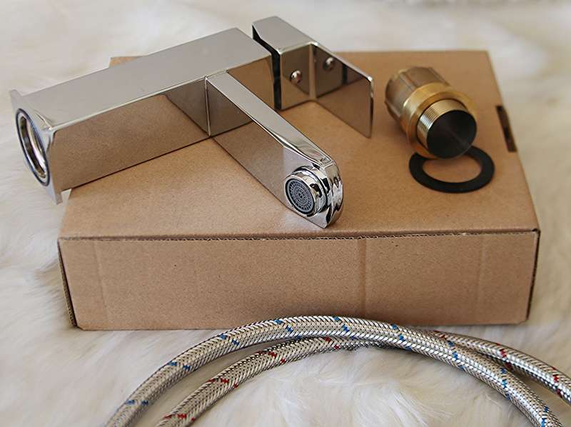 Jack Brown Square Bathroom Basin Mixer Tap With Hose - Chrome