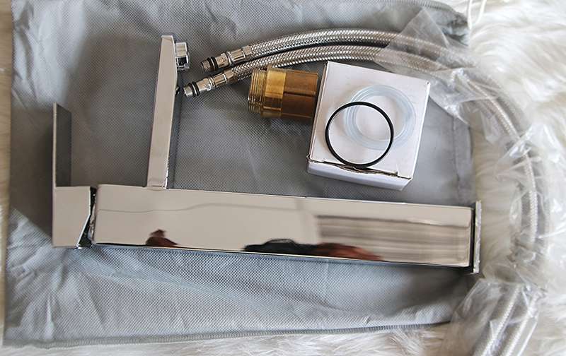 Jack Brown Square Tall Bathroom Basin Mixer Tap With Hose -chrome
