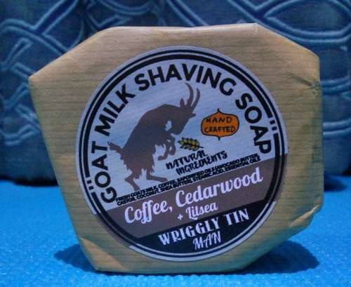 Wriggly Tin Goat Milk Shave Soap (Cofee, Cedarwood & Litsea)