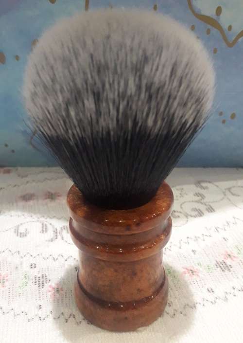 Acrylic Turned Shaving Brush (Bronze Marble, Tuxedo 24mm Synthetic, Bulb)