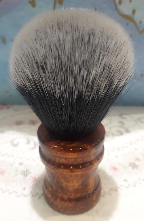 Acrylic Turned Shaving Brush (Bronze Marble, Tuxedo 24mm Synthetic, Bulb)