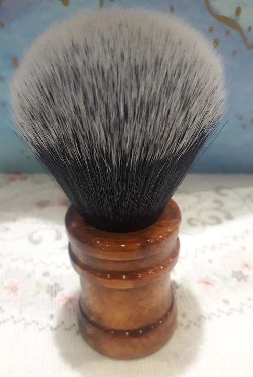 Acrylic Turned Shaving Brush (Bronze Marble, Tuxedo 24mm Synthetic, Bulb)