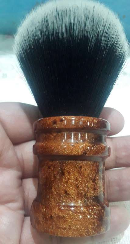 Acrylic Turned Shaving Brush (Bronze Marble, Tuxedo 24mm Synthetic, Bulb)