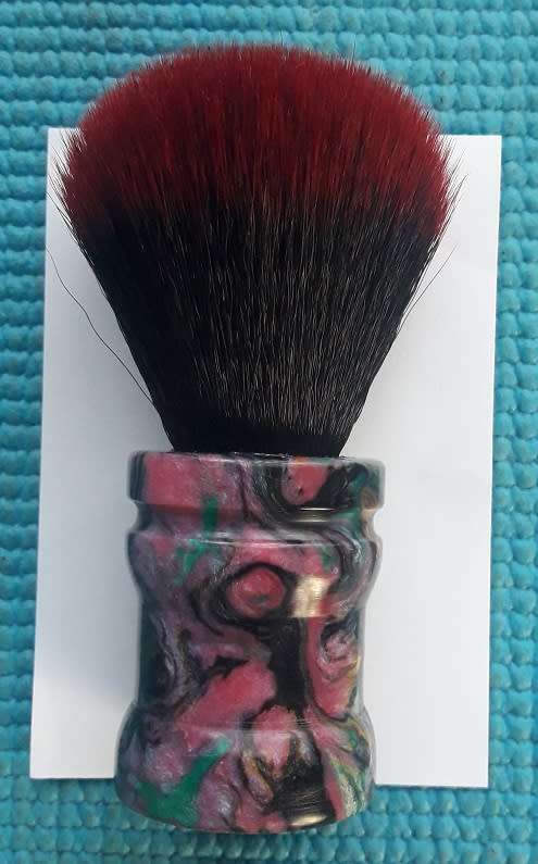Acrylic Turned Shaving Brush (Abalone, 24mm Synthetic,Blood Knot)