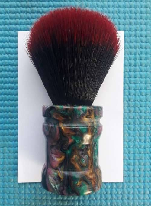Acrylic Turned Shaving Brush (Abalone, 24mm Synthetic,Blood Knot)