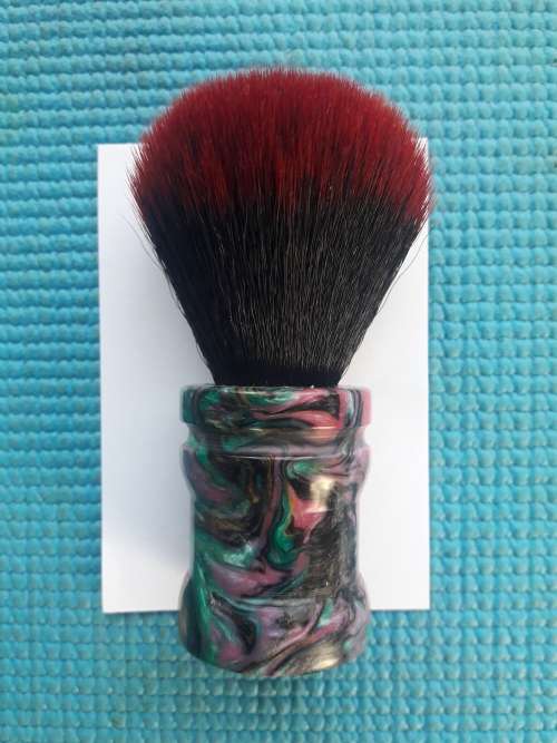 Acrylic Turned Shaving Brush (Abalone, 24mm Synthetic,Blood Knot)
