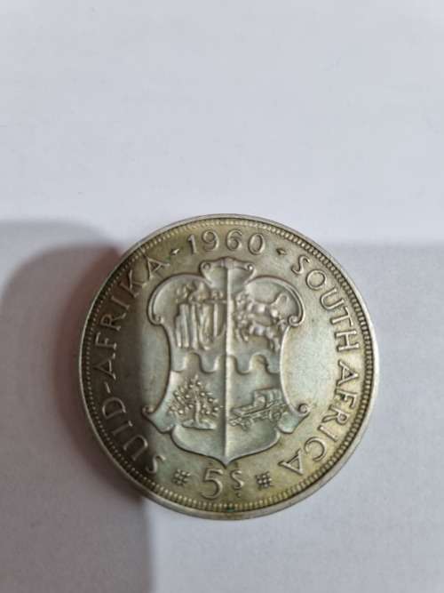 SA Union Silver 5 Shillings 1960 (Silver 50% and 28.28g) - very good condition