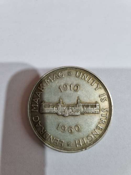 SA Union Silver 5 Shillings 1960 (Silver 50% and 28.28g) - very good condition