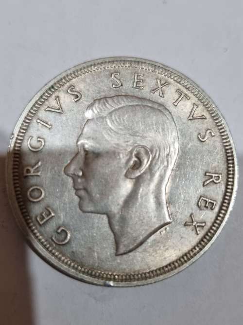SA Union Silver 5 Shillings 1948 (Silver 80% and 28.28g) - extremely good condition