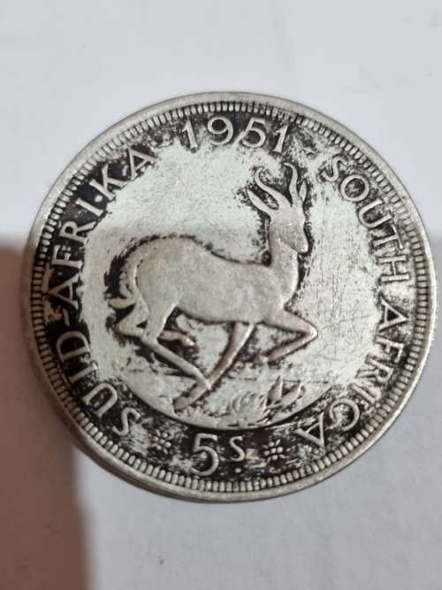 SA Union Silver 5 Shillings 1951 (Silver 50% and 28.28g) - good condition