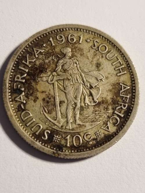 SA Republic Silver 10c coin 1961 (50% and 5.66g) - good condition