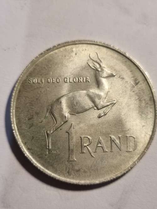 SA Republic Silver R1 coin 1967 Suid Afrika (80% and 15g) very good condition