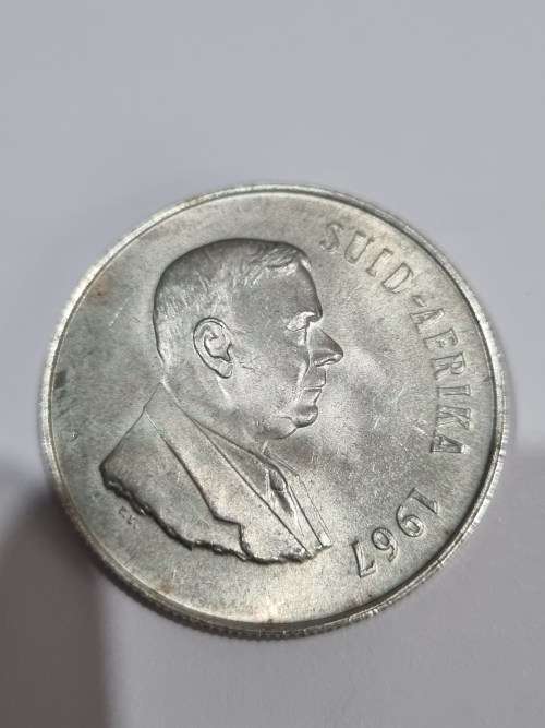 SA Republic Silver 1967 R1 coin (80% and 15g) - extremely good condition