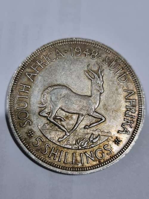SA Union Silver 5 shillings coin 1948 (80% and 28.27g) - very good condition
