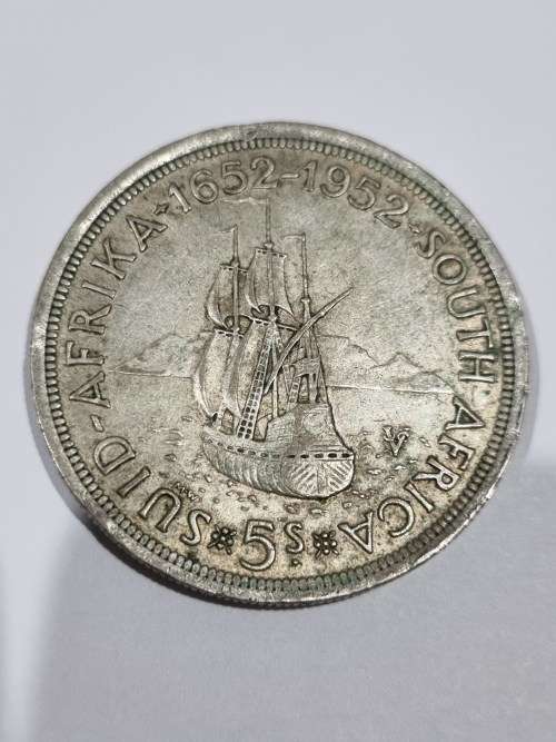 SA Union Silver 5 shillings coin 1952 (50% and 28.27g) - very good condition