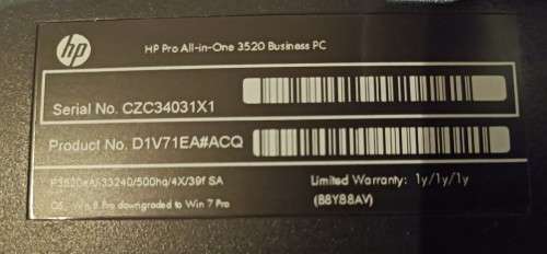 HP Pro 3520 All In One