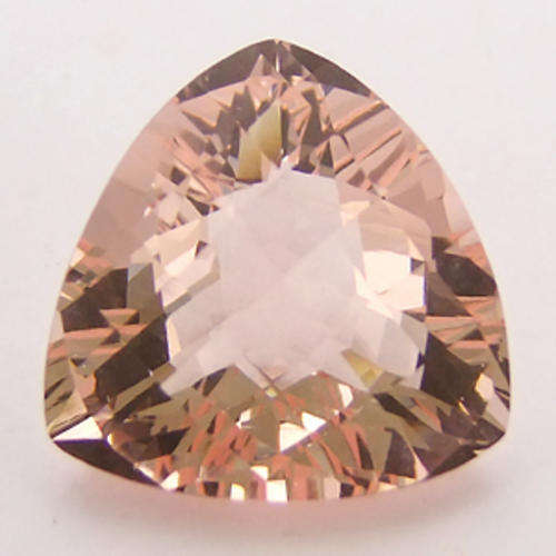 21.7 ct trilliant cut salmon pink morganite gemstone