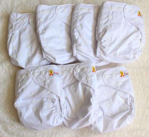 Bargain -7 New Cloth nappies + inserts - white