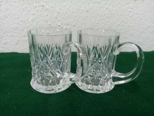 PAIR CRYSTAL BEER MUGS