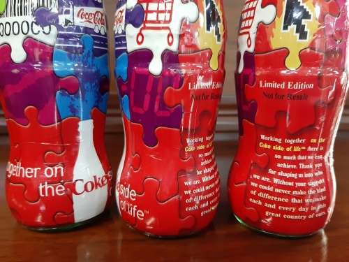 3 Coca-Cola sealed bottles Jig Saw Puzzle Detail Limited Edition not for resale