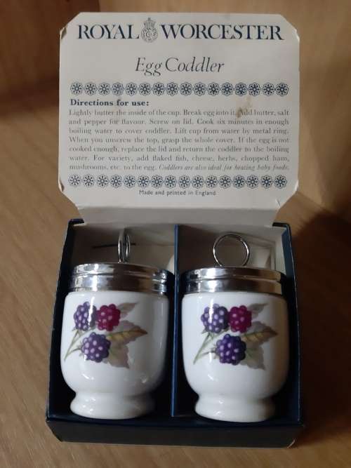 Boxed pair Royal Worcester Egg Coddlers