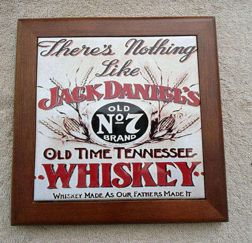 Jack Daniels Printed Ceramic Tile with Wooden Frame