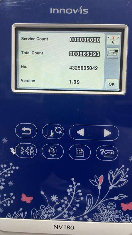Brother NV180e USED sewing, quilting and embroidery machine. LOW STITCH COUNT