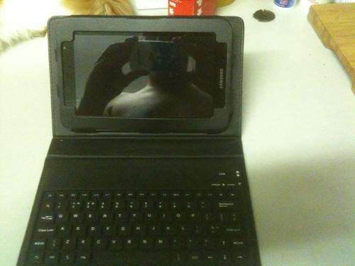 tablet flipped up with back stand out