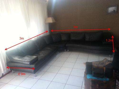 Speciality made black full leather couch corner set, not mass produced & very good condition. NO RES