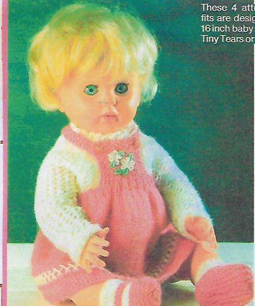 Knitting Vintage First Love Doll - Blouse, Pinnafore Dress & Shoes PDF Pattern
