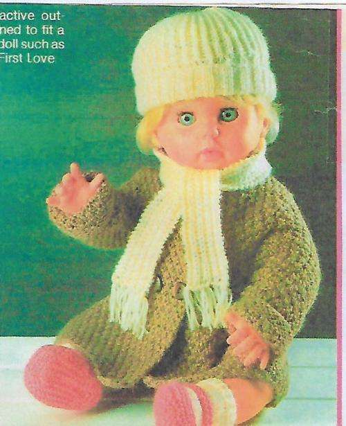 Knitting Vintage First Love Doll - Coat, Hat & Scarf PDF Pattern