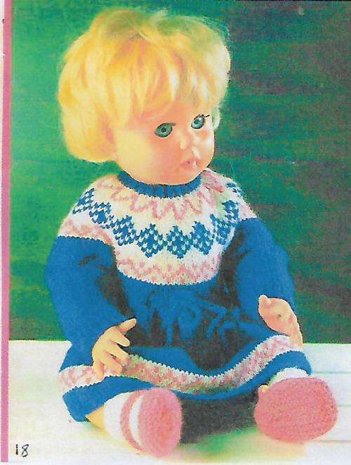 Knitting Vintage First Love Doll - Dress with FairIsle Yoke PDF Pattern