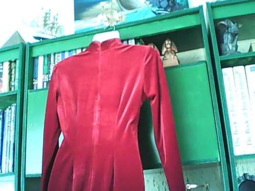 RED VELVET ORIENTAL DRESS WITH BEAD WORK