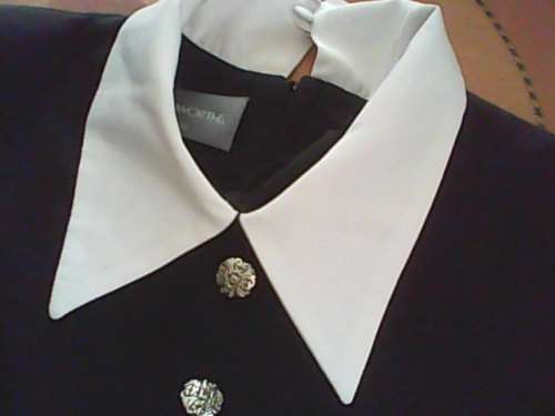 Vintage Black Dress with White Collar & Cuffs Size 38 by Truworths Good Condition