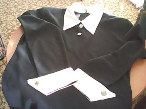 Vintage Black Dress with White Collar & Cuffs Size 38 by Truworths Good Condition