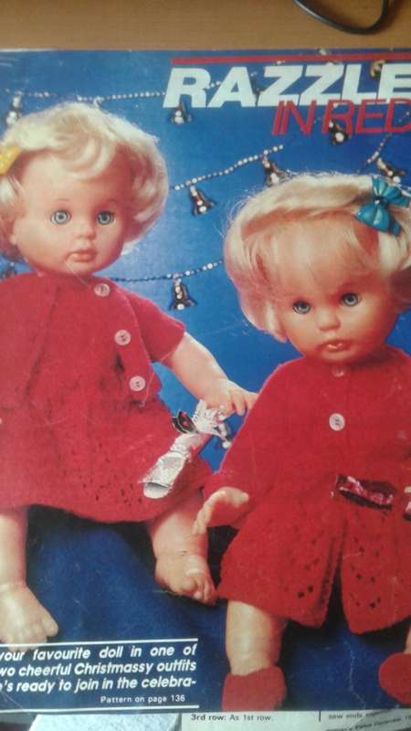 VINTAGE DOLL KNITTING: FIRST LOVE DOLL RAZZLE IN RED WOMEN`S VALUE 1982