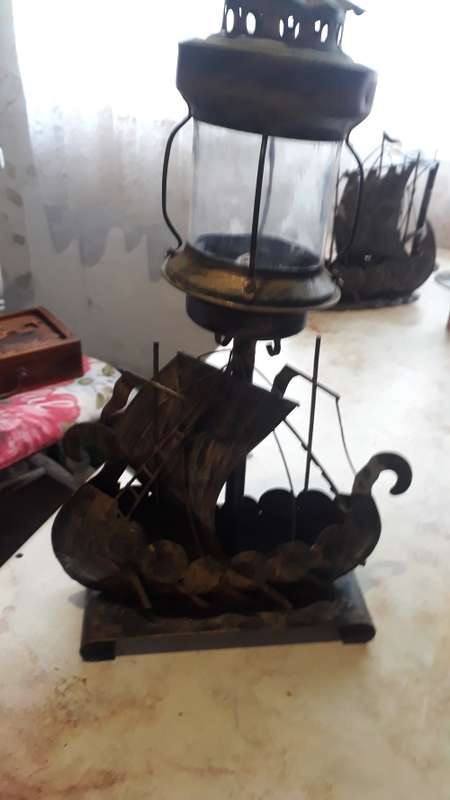 ANTIQUES AND COLLECTABLES: VICKING DISPLAY SHIP WITH A SCREW OFF TOP TO PUT A CANDLE IN