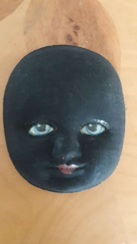 CRAFTS: Vintage Fabric Hand Painted Doll/Puppet Face, Pressed.