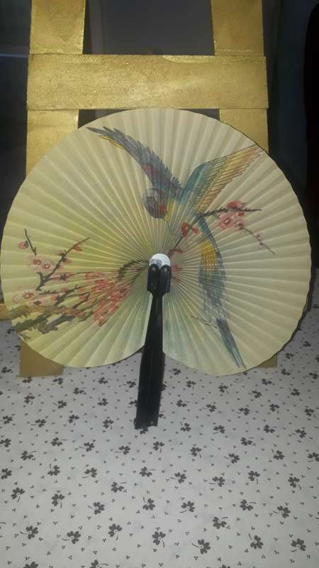 Vintage Oriental Hand Fan - Bird