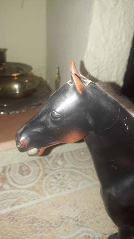Vintage Toy Large Horse Black and Brown - Pre-Loved