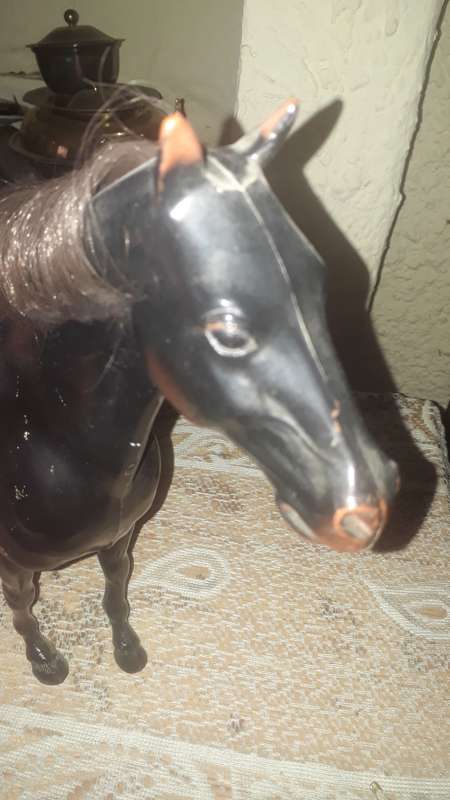 Vintage Toy Large Horse Black and Brown - Pre-Loved