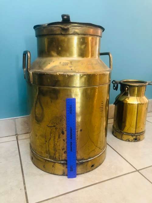Job Lot-2x Brass Milk Canisters!!!1 Extremely Rare large Piece + 1x Average Size!!!For Collectors!!!