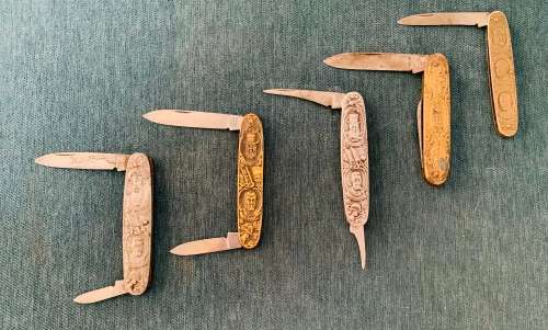 5x Very Collectable Paul Kruger Eendrag knives and more